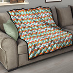 Turquoise Native American Pattern Print Quilt