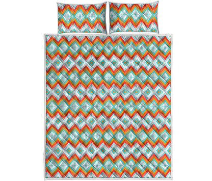 Turquoise Native American Pattern Print Quilt Bed Set
