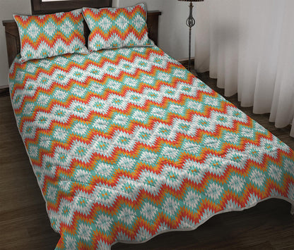 Turquoise Native American Pattern Print Quilt Bed Set