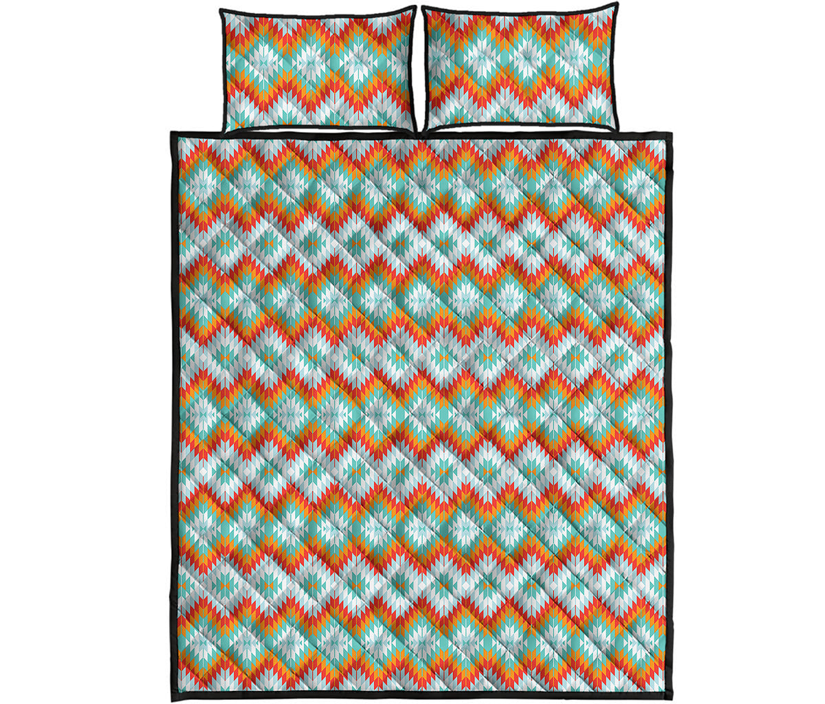 Turquoise Native American Pattern Print Quilt Bed Set