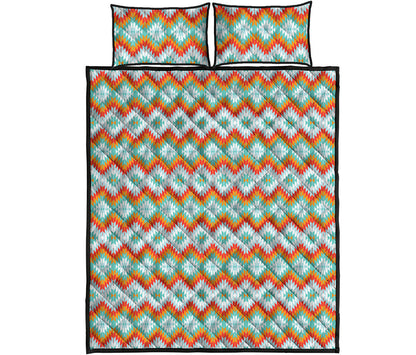 Turquoise Native American Pattern Print Quilt Bed Set