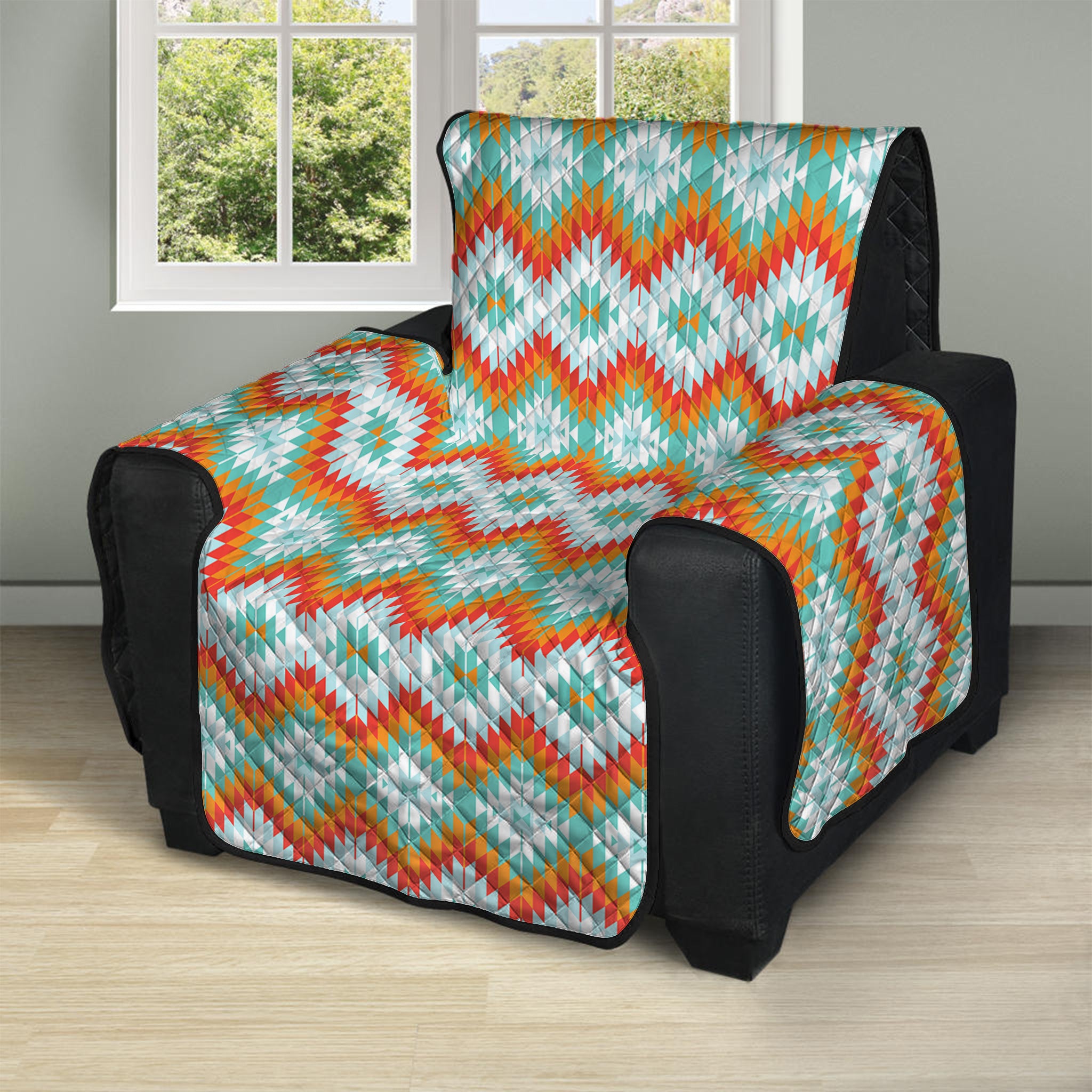 Turquoise Native American Pattern Print Recliner Protector