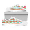 Turquoise Native American Pattern Print White Low Top Sneakers