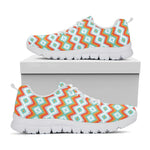 Turquoise Native American Pattern Print White Sneakers
