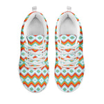 Turquoise Native American Pattern Print White Sneakers