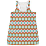 Turquoise Native American Pattern Print Women's Racerback Tank Top