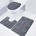 Turquoise Paisley Pattern Print 3 Piece Bath Mat Set
