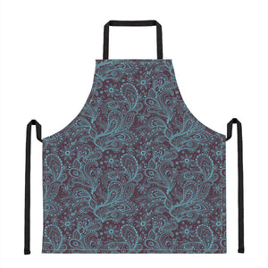 Turquoise Paisley Pattern Print Apron