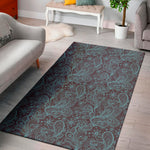 Turquoise Paisley Pattern Print Area Rug