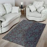 Turquoise Paisley Pattern Print Area Rug
