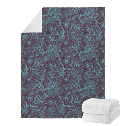Turquoise Paisley Pattern Print Blanket