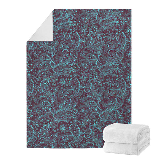 Turquoise Paisley Pattern Print Blanket
