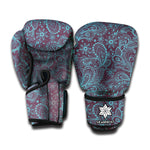 Turquoise Paisley Pattern Print Boxing Gloves