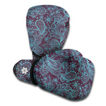 Turquoise Paisley Pattern Print Boxing Gloves