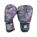 Turquoise Paisley Pattern Print Boxing Gloves