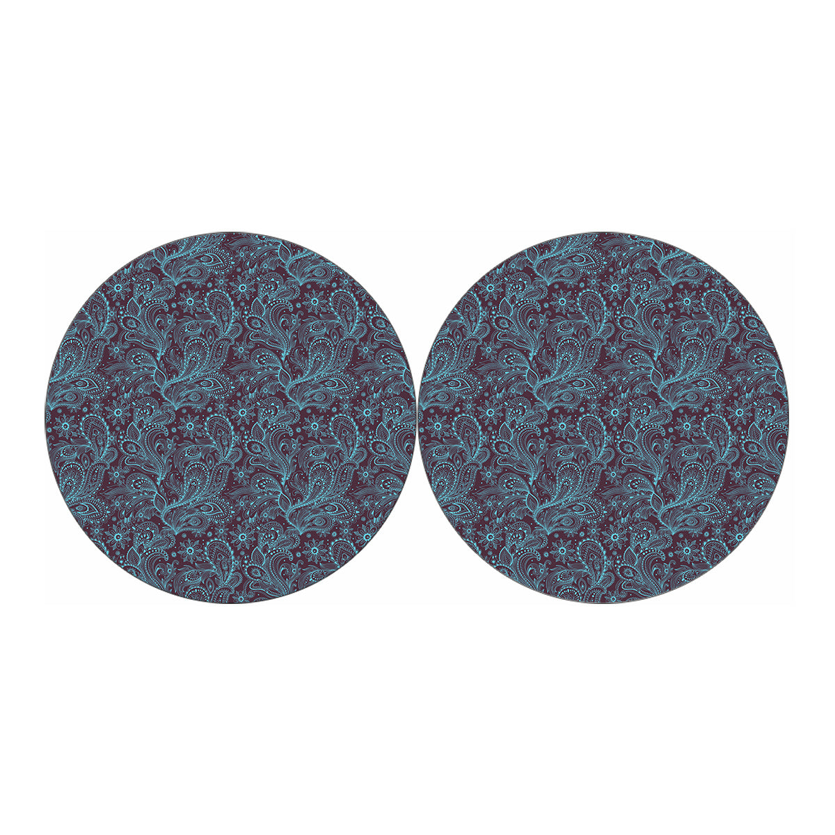 Turquoise Paisley Pattern Print Car Coasters