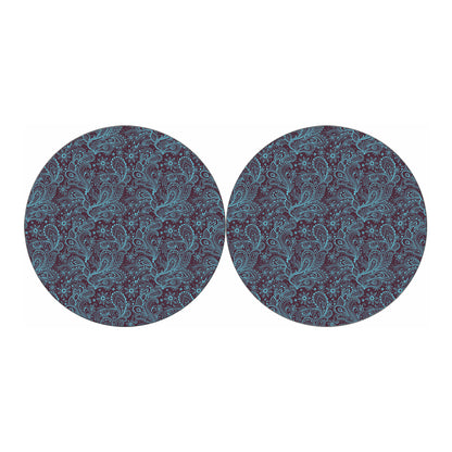 Turquoise Paisley Pattern Print Car Coasters