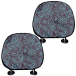 Turquoise Paisley Pattern Print Car Headrest Covers