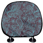 Turquoise Paisley Pattern Print Car Headrest Covers