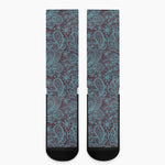 Turquoise Paisley Pattern Print Crew Socks