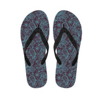 Turquoise Paisley Pattern Print Flip Flops