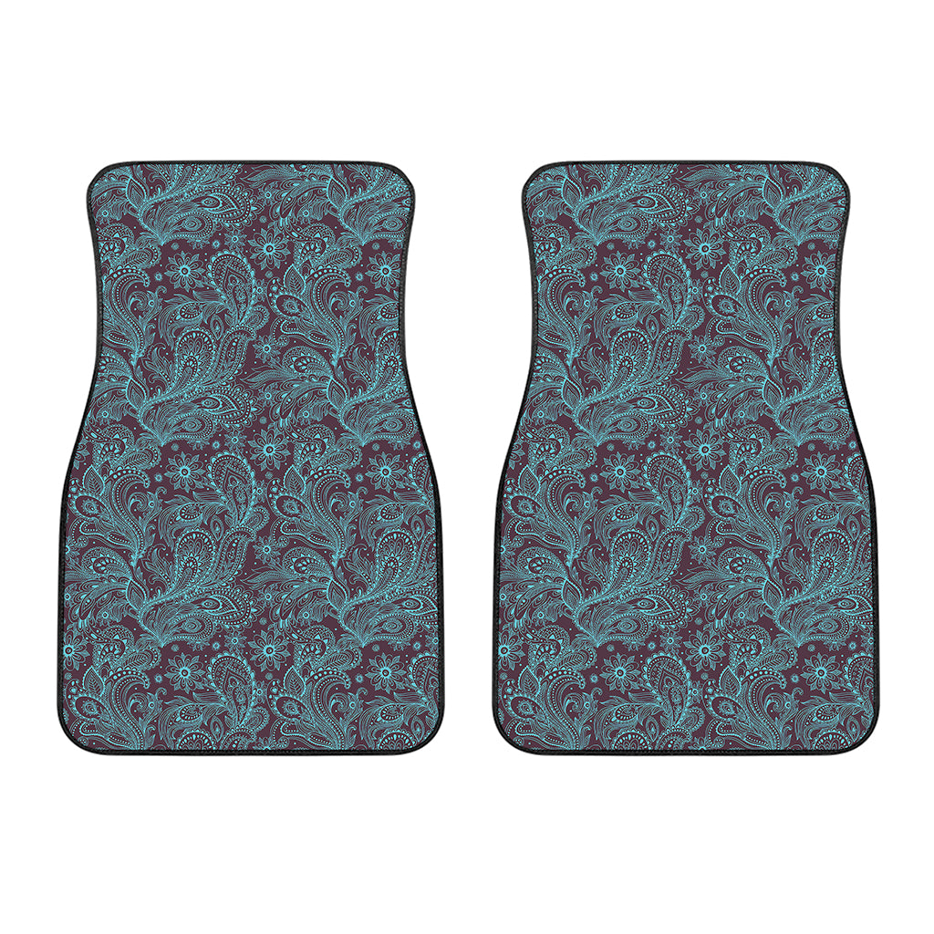 Turquoise Paisley Pattern Print Front Car Floor Mats