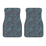 Turquoise Paisley Pattern Print Front Car Floor Mats