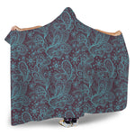 Turquoise Paisley Pattern Print Hooded Blanket