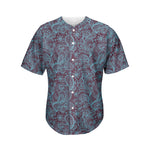 Turquoise Paisley Pattern Print Men's Baseball Jersey