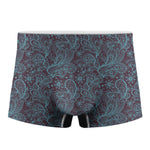 Turquoise Paisley Pattern Print Men's Boxer Briefs