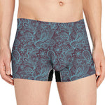 Turquoise Paisley Pattern Print Men's Boxer Briefs