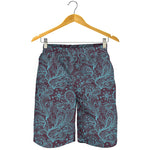 Turquoise Paisley Pattern Print Men's Shorts