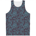 Turquoise Paisley Pattern Print Men's Tank Top