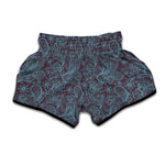 Turquoise Paisley Pattern Print Muay Thai Boxing Shorts