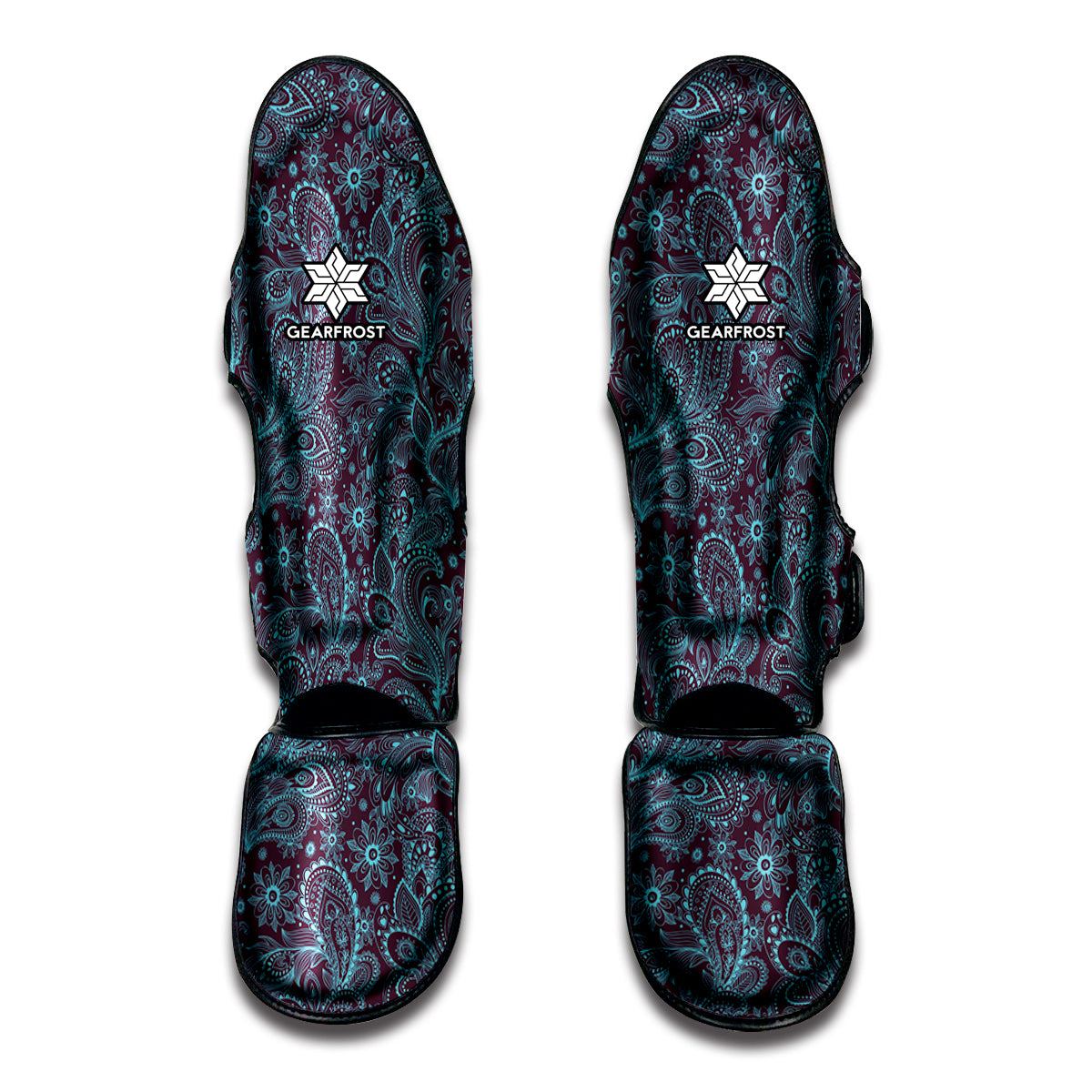 Turquoise Paisley Pattern Print Muay Thai Shin Guard