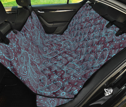 Turquoise Paisley Pattern Print Pet Car Back Seat Cover