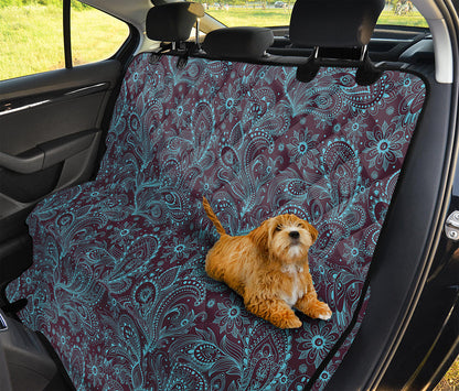 Turquoise Paisley Pattern Print Pet Car Back Seat Cover