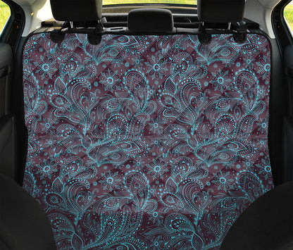 Turquoise Paisley Pattern Print Pet Car Back Seat Cover