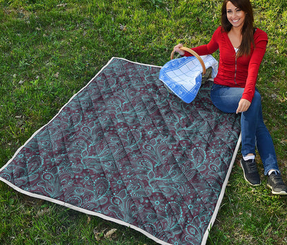 Turquoise Paisley Pattern Print Quilt