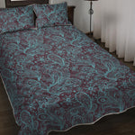 Turquoise Paisley Pattern Print Quilt Bed Set