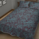 Turquoise Paisley Pattern Print Quilt Bed Set