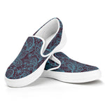 Turquoise Paisley Pattern Print White Slip On Shoes