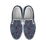 Turquoise Paisley Pattern Print White Slip On Shoes