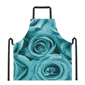 Turquoise Rose Flower Print Apron