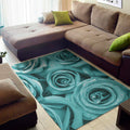 Turquoise Rose Flower Print Floor Mat
