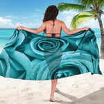 Turquoise Rose Flower Print Beach Sarong Wrap