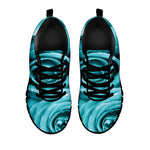Turquoise Rose Flower Print Black Sneakers