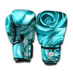 Turquoise Rose Flower Print Boxing Gloves