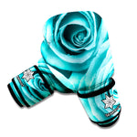 Turquoise Rose Flower Print Boxing Gloves
