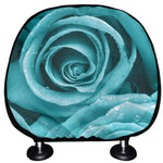Turquoise Rose Flower Print Car Headrest Covers